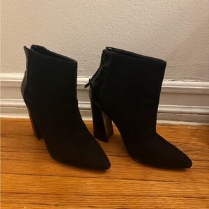 Charles David Elegant Black Suede and Leather Ankle Boots